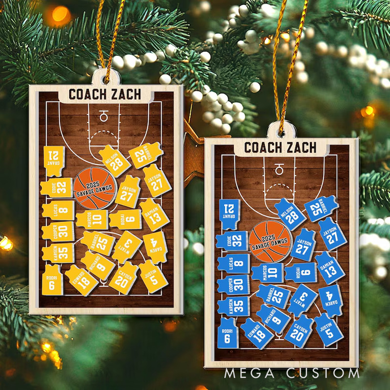 Personalized Team Member Name Basketball Ornament: Basketball Coach End of Year Gift