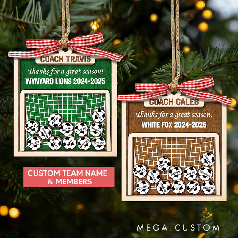 Personalized Soccer Coach Shaker Ornament: End Of Season Thank You Coach Gift