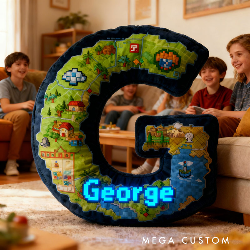 Personalized Game Letter Pillow for Game Lovers Plush Pillow Christmas Birthday Holiday Party Gift for Kids