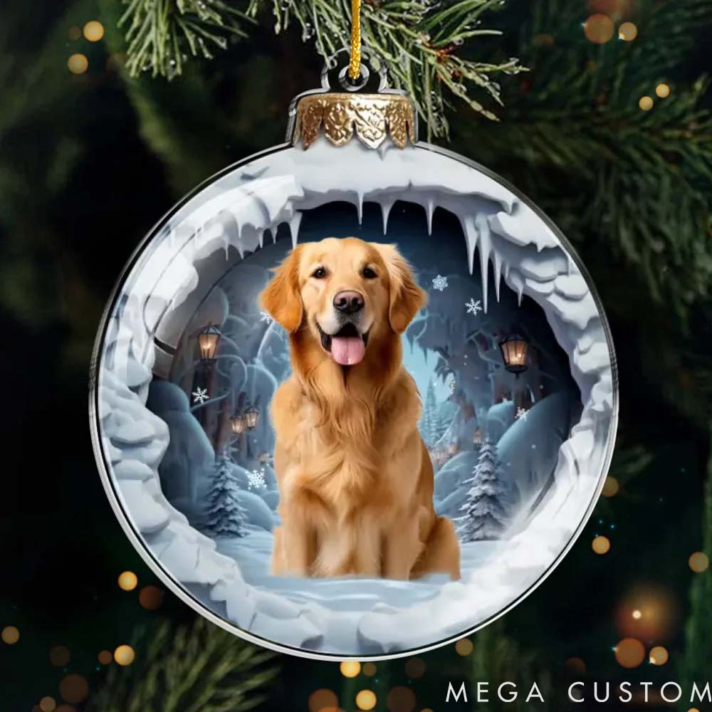 Personalized Pet Lover Custom Photo Santa Paws is Coming to Town Ornament