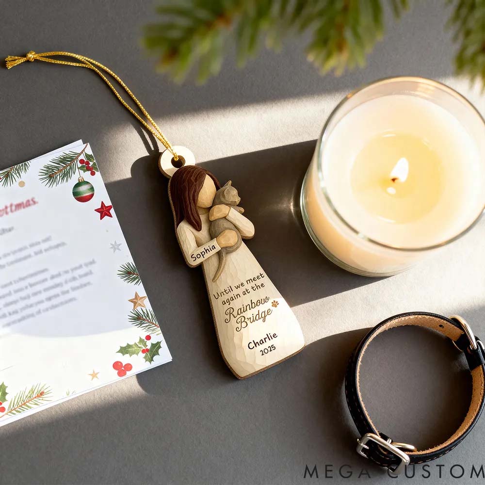 Personalized Cat Lover Until We Meet at Rainbow Bridge Woman and Cat Ornament