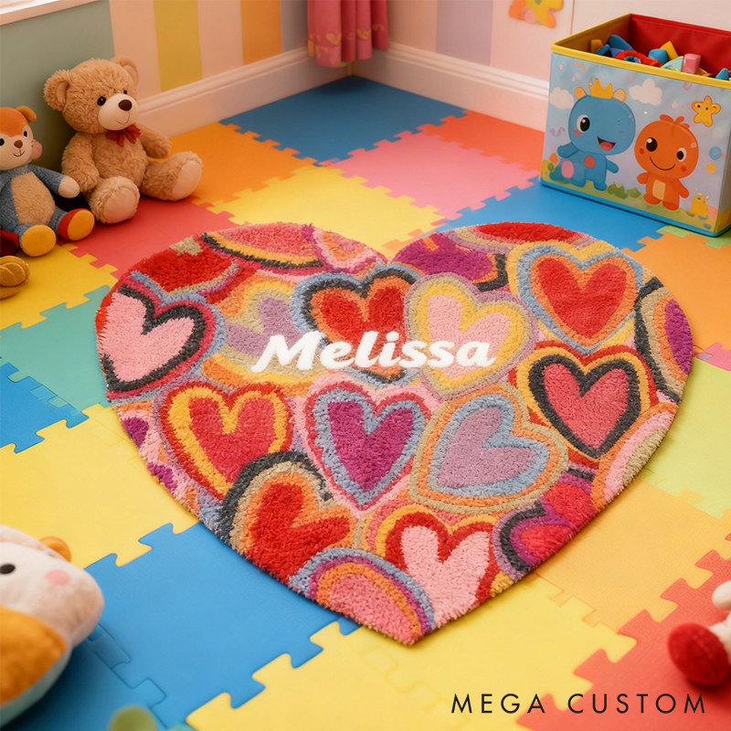 Personalized Heart Style Door Mat with Name Anniversary Gift For Her Home Decor Birthday Gift For Girlfriend 