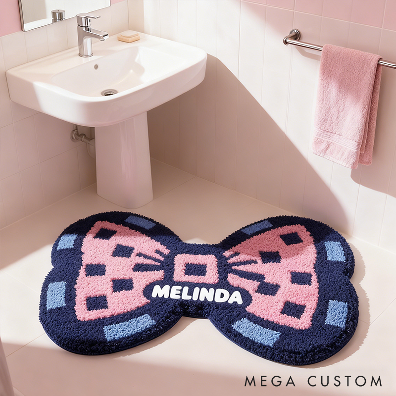 Personalized Bow Shaped Door Mat with Name Anniversary Gift For Her Home Decor Birthday Gift For Girlfriend Holiday Decoration