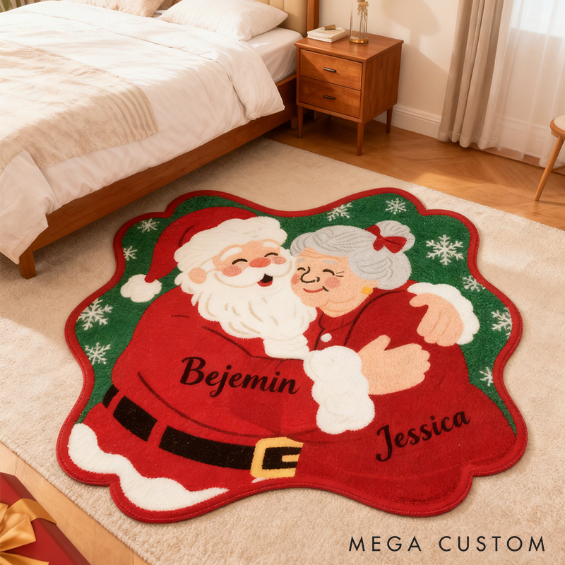 Personalized Mr and Mrs Santa Claus Door Mat with Name Anniversary Gift For Couple Christmas Home Decor Holiday Decoration