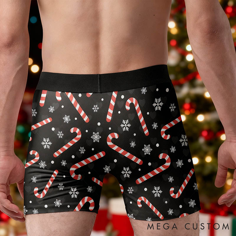 Personalized Girlfriend Wife Face I Licked It So It's Mine Christmas Boxer Briefs Men Underwear with Face Photo Xmas Gift for Him Boyfriend Husband