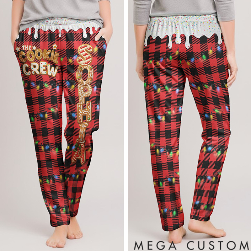Personalized Custom Gingerbread Names Pajama Pants Christmas Matching Outfits For Family