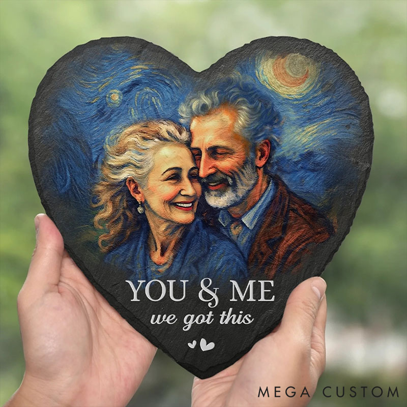 Personalized Couple Photo You And Me We Got This Heart and Square Shaped Stone with Stand First Christmas Valentines Day Gift for Him Her Newlyweds