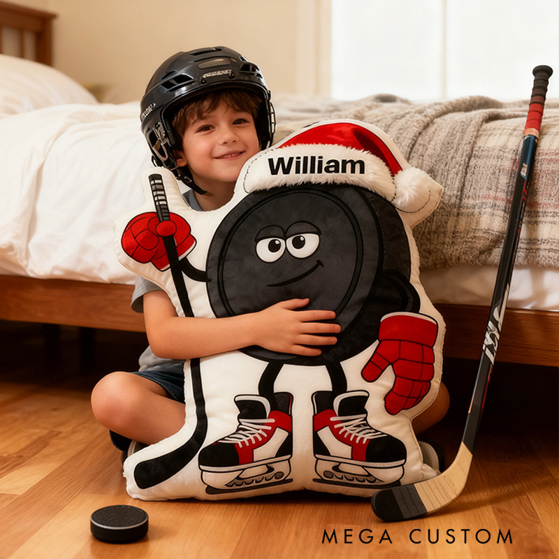 Personalized Ice Hockey Christmas Pillow Bring Holiday Cheer to the Ice with This Festive Design