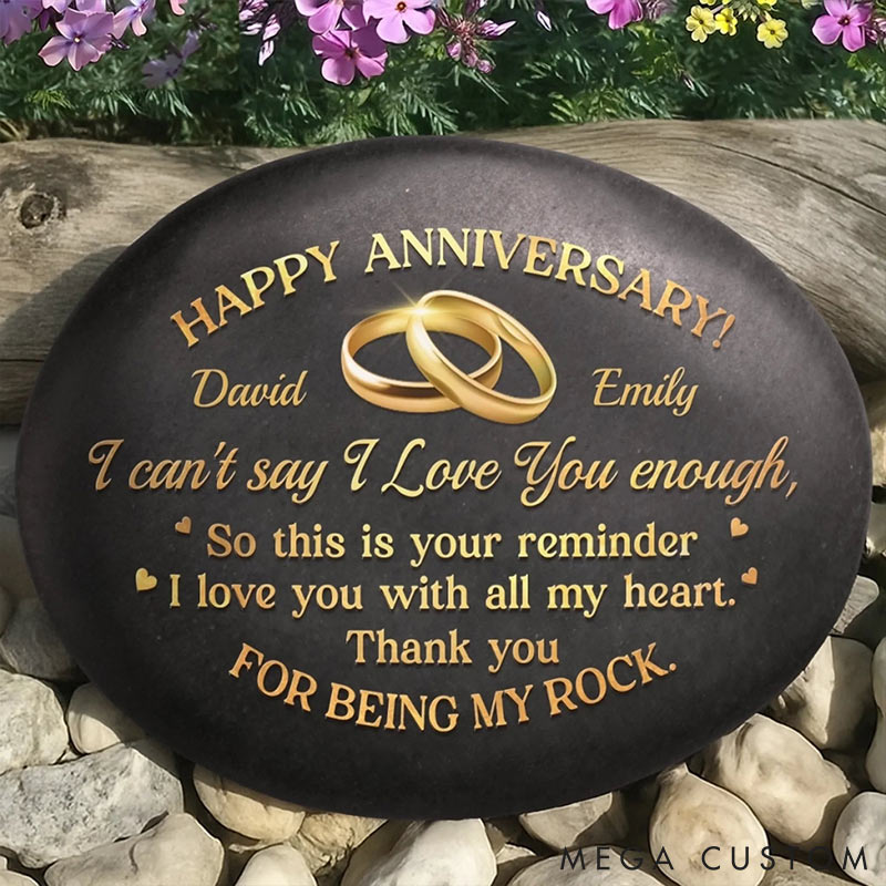 Personalized Our Love Grows With Time Printed Rock Valentine's Day Gift for Couple Anniversary Wedding Gifts for Husband And Wife Gift for Him Her 