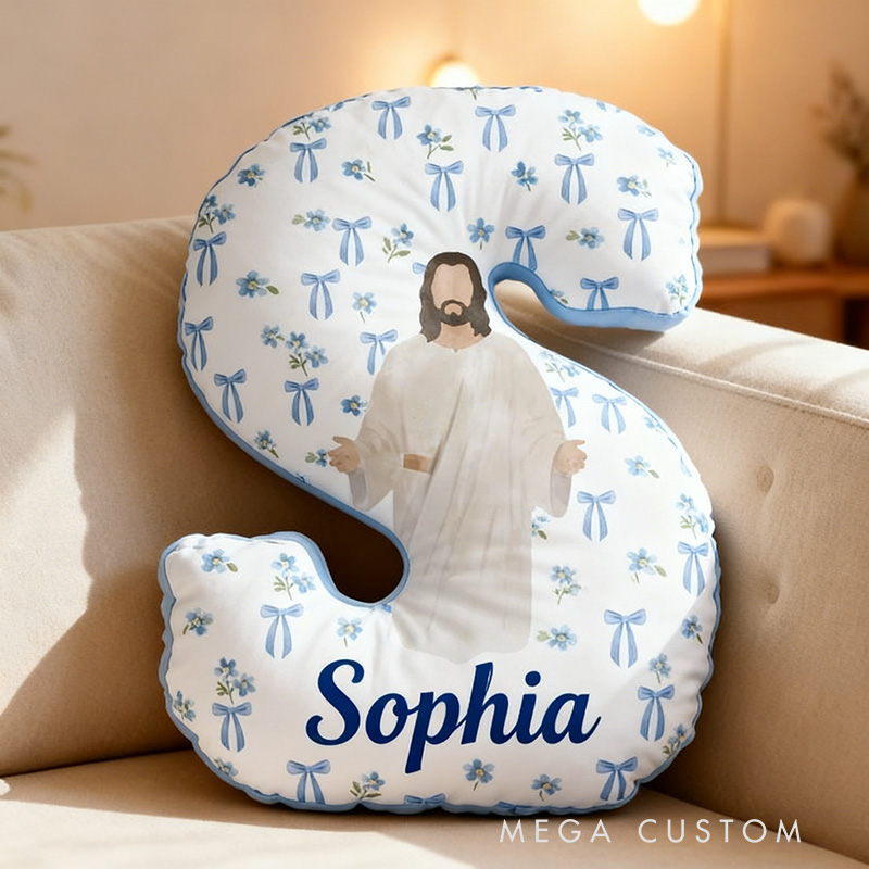 Personalized Jesus Love you Letter Pillow with Name Christian Home Decor Religious Gift Birthday Gift Jesus Lover Pillow Graphic 3D Print Pillow