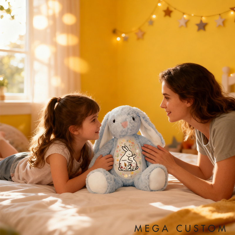 Personalized Pretty Bunny Plush Toy Custom Name Special Gift for Family Members