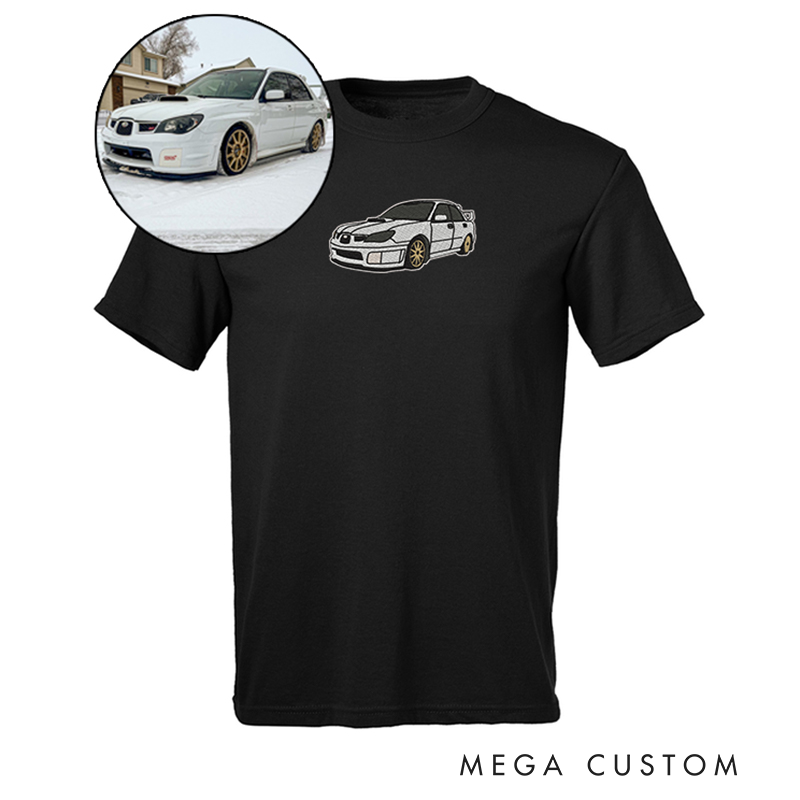 Personalized Car Embroidery T-Shirt Custom Car Photo Design Classic Tee Cool  Gift for Racing and Car Lovers