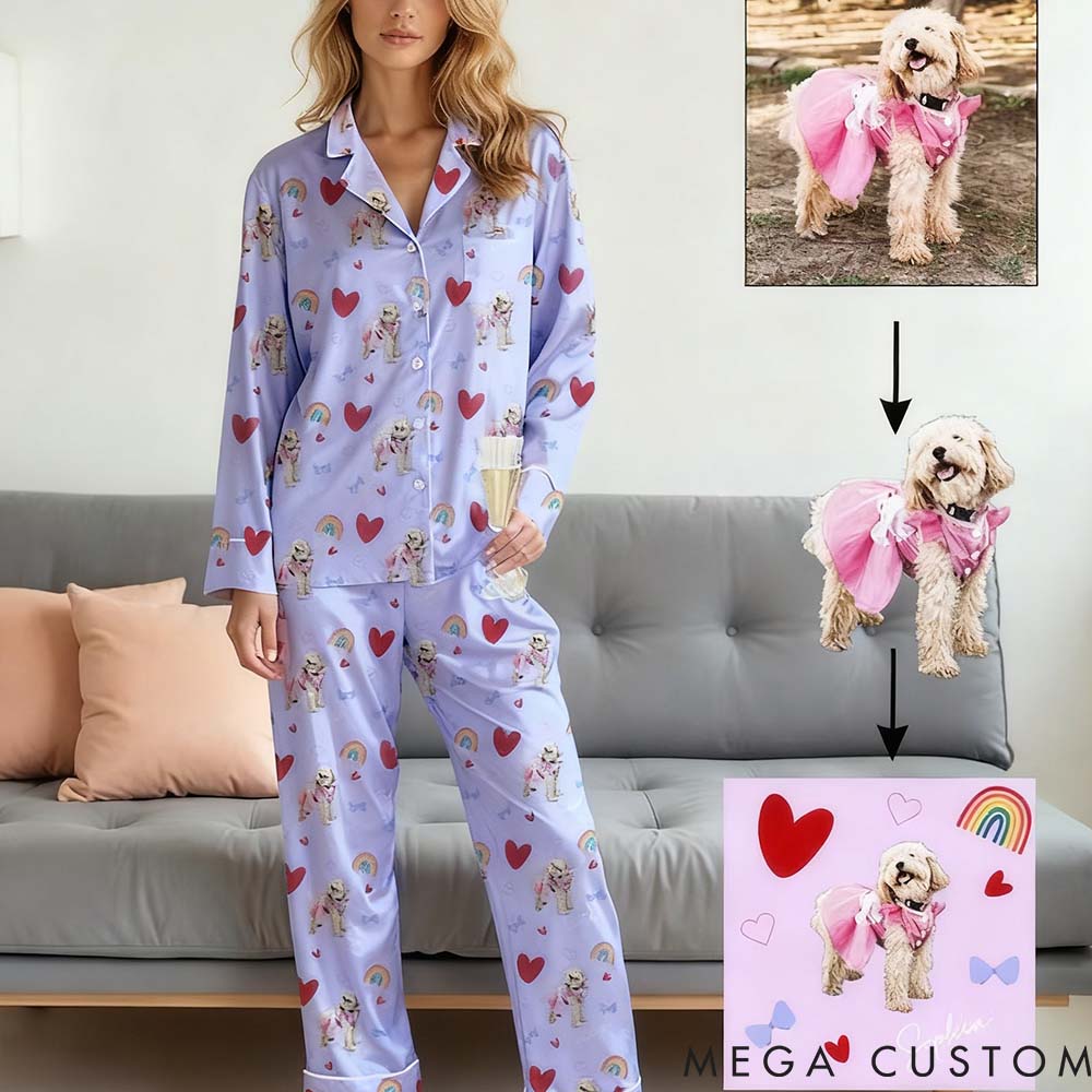 Personalized Pet Lover Pet Portrait Photo Pajamas with Name