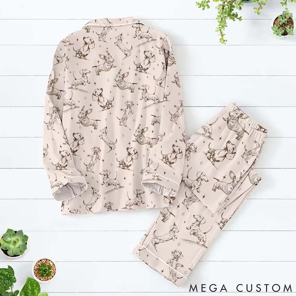 Personalized Dog Lover Dachshund Dog Pajamas Set