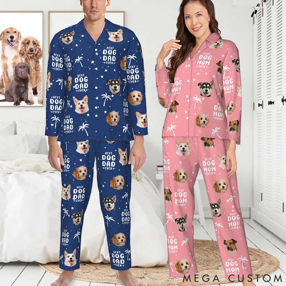 Personalized Pet Lover Coconut Tree Pet Avatar Photo Pajamas Set