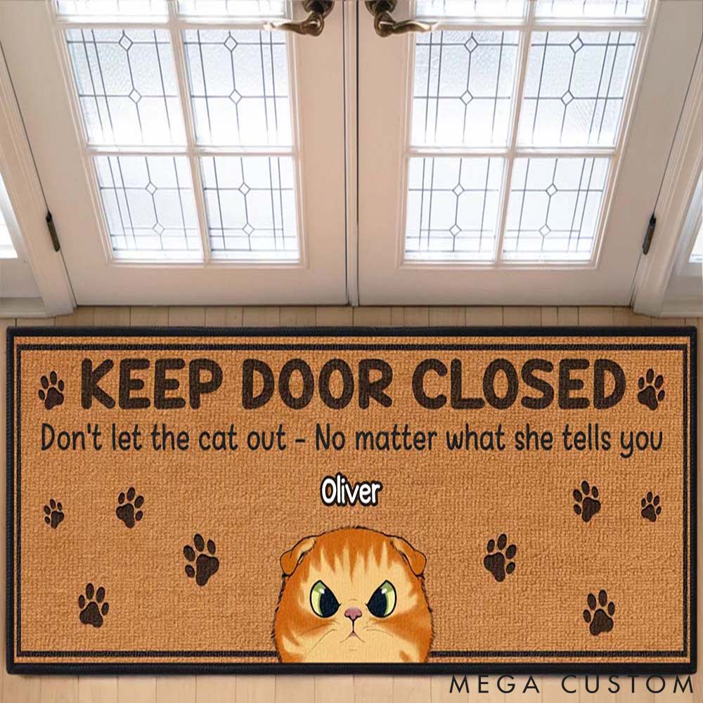 Personalized Cat Lover this House Runs on Cat Drama Doormat