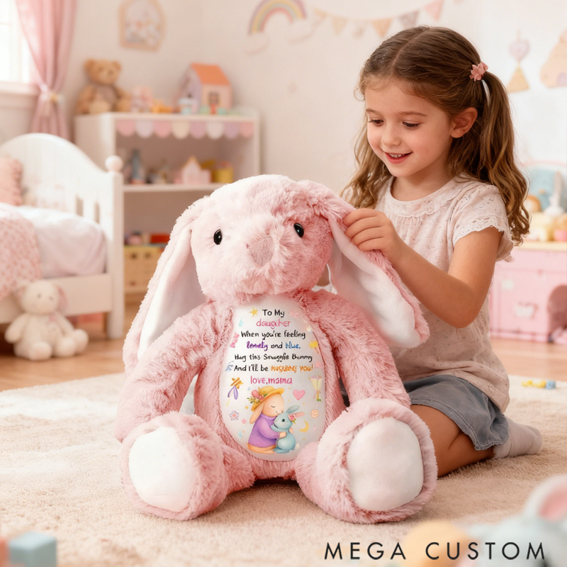 Personalized Pretty Bunny Plush Toy Custom Name to My Sweet Baby Special Gift for Family Members
