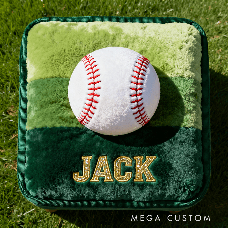 Personalized Plush Glove & Ball Chair Cushion - Sports-Themed Seat Pad for Baseball Enthusiasts, Kids’ Room & Game Day Decor