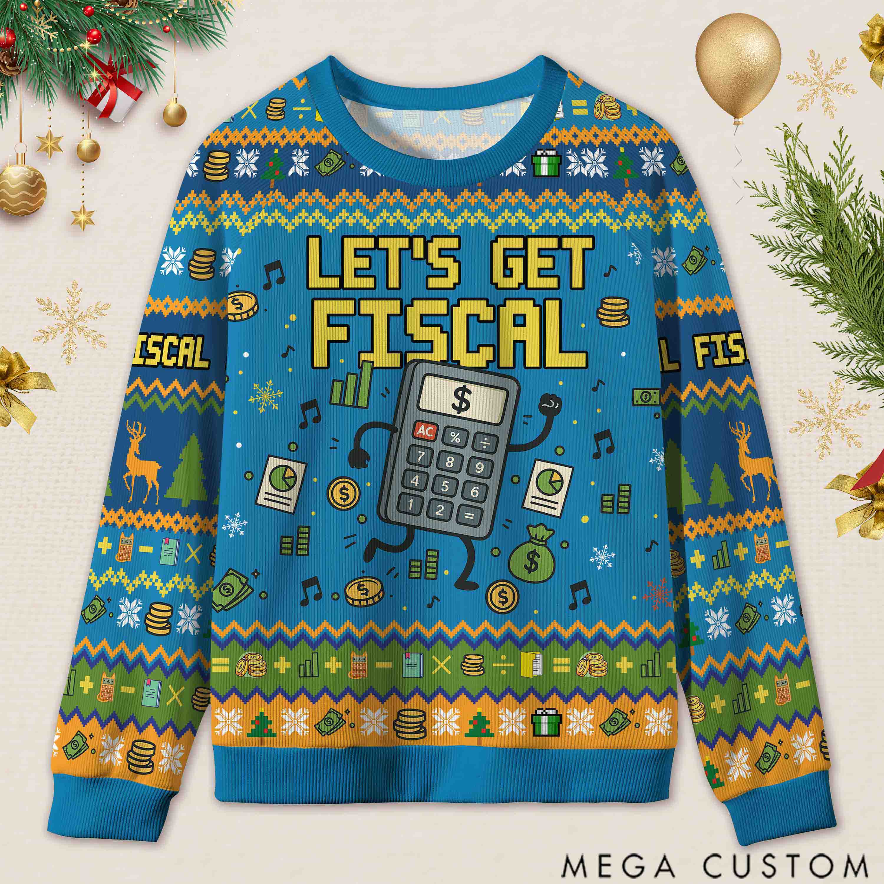 Personalized Accounting Hilarious Ugly Sweater Financial Christmas Gift for Accountants