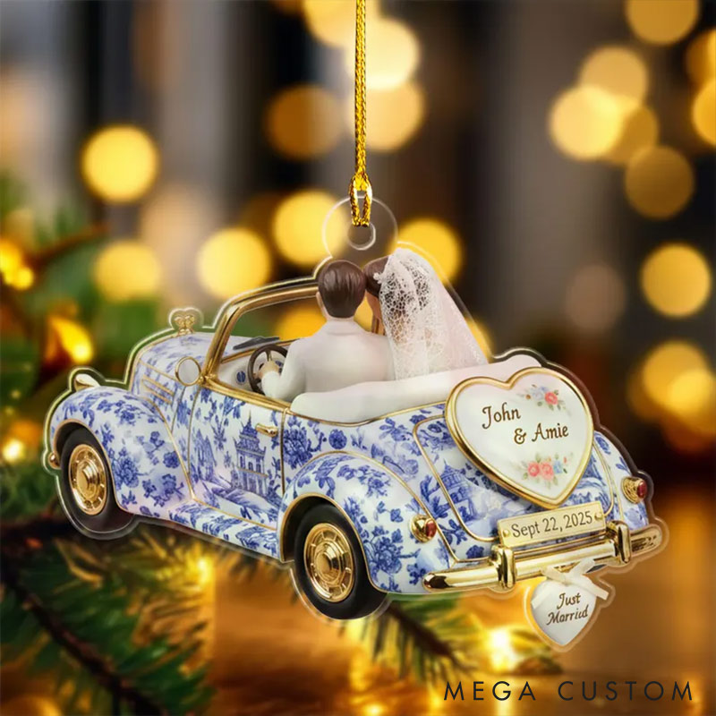 Personalized Couple Just Married Mr Mrs Couple Ornament Wedding Car Chrismas Decoration Gift for Newlyweds Couple Gift for Wife Husband