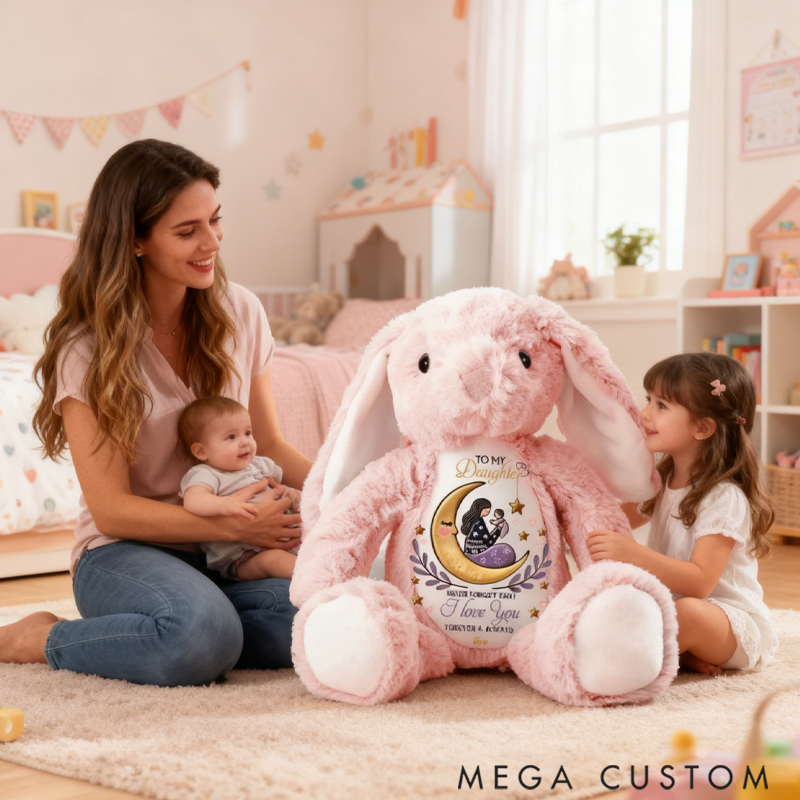Personalized Pretty Bunny Plush Toy Custom Name Never Forget That I Love You Forever & Always Family Members