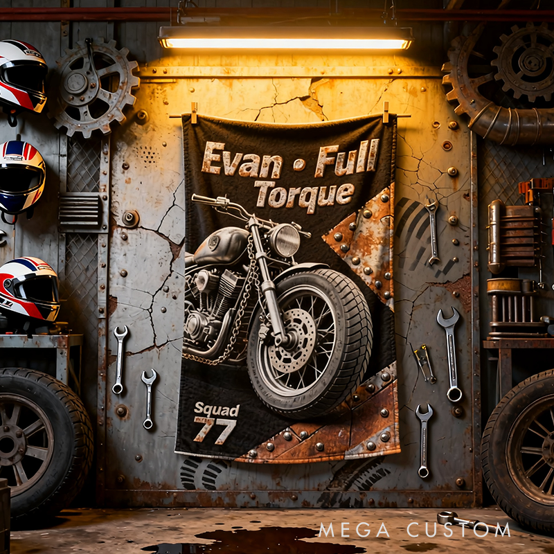 Personalized Motorcycle Torque Squad Blanket Personalized Name and Number Gift for Bikers and Motorcycle Lovers