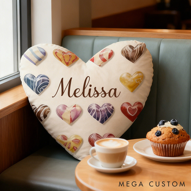 Personalized Heart-Shaped Pillow Custom Hearts Sugar Throw Pillow for Her Valentine's Gift Pillow for Girlfriend Wife