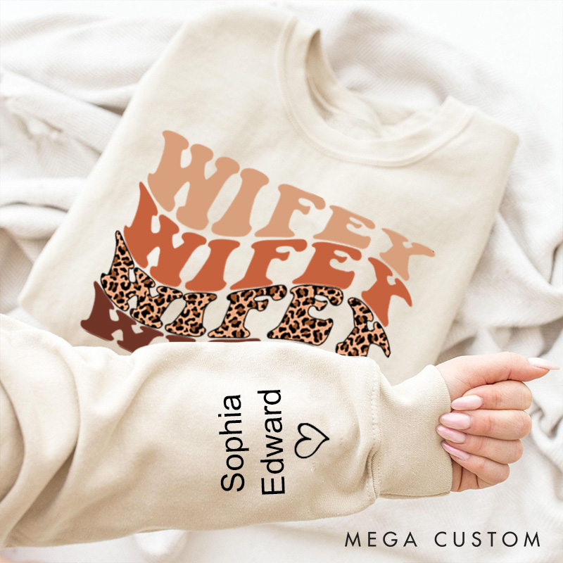 Personalized Wifey Sweatshirt Leopard Print Sweatshirt Valentine's Day Gift  for Wife Custom Anniversary Couple Sweatshirt Wifey Est Shirt