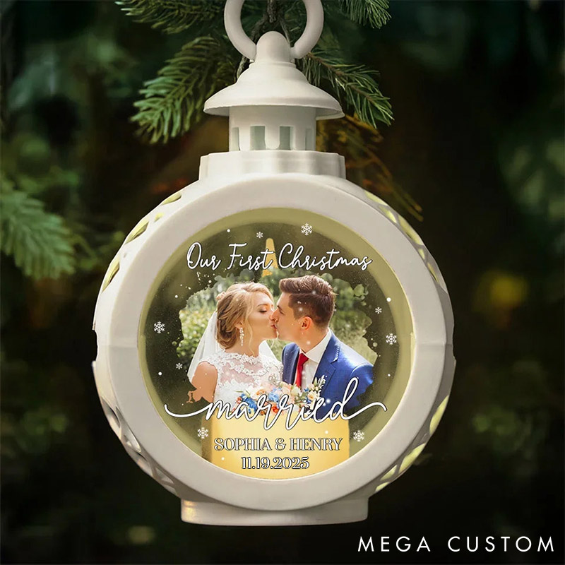Personalized Couple Photo Our First Christmas Candlelight Lantern Ornament Custom Newlyweds Photo Candlelight Lantern Ornament Wedding Christmas Gift