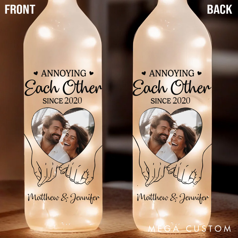 Personalized Photo Bottle Lamp Custom LED Light Bottle You & Me Anniversary Wedding Gifts for Husband Wife Valentines Gift for Couple