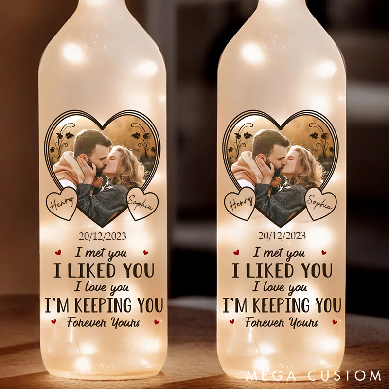 Personalized LED Light Bottle Custom Couple Photo Bottle Lamp I’m Keeping You Forever Yours Custom Anniversary Valentine's Gift for Husband Wife