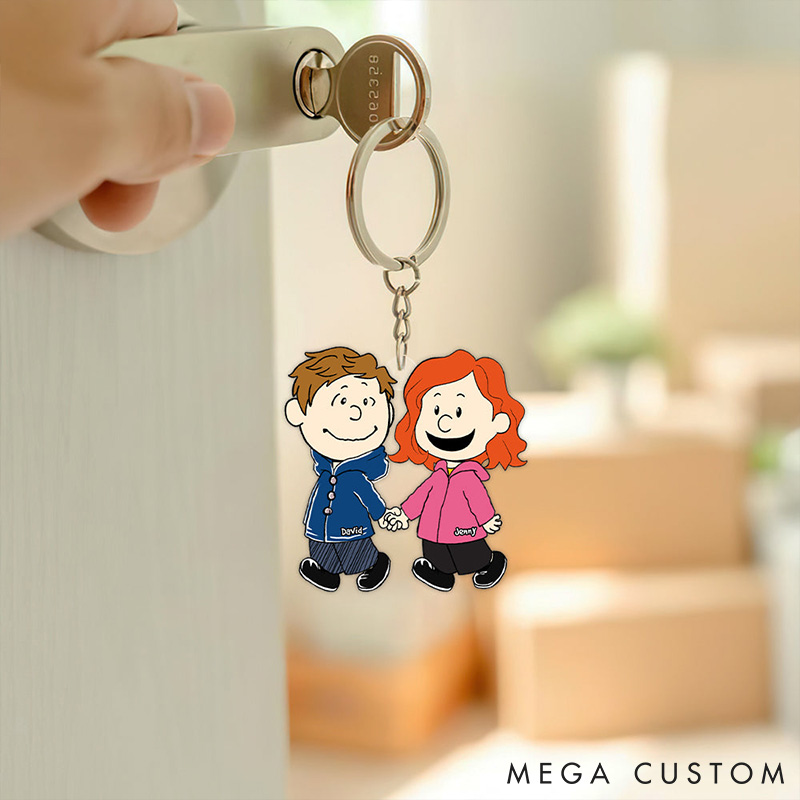 Personalized Couple Keychain Custom Christmas Gifts for Couple Hand In Hand