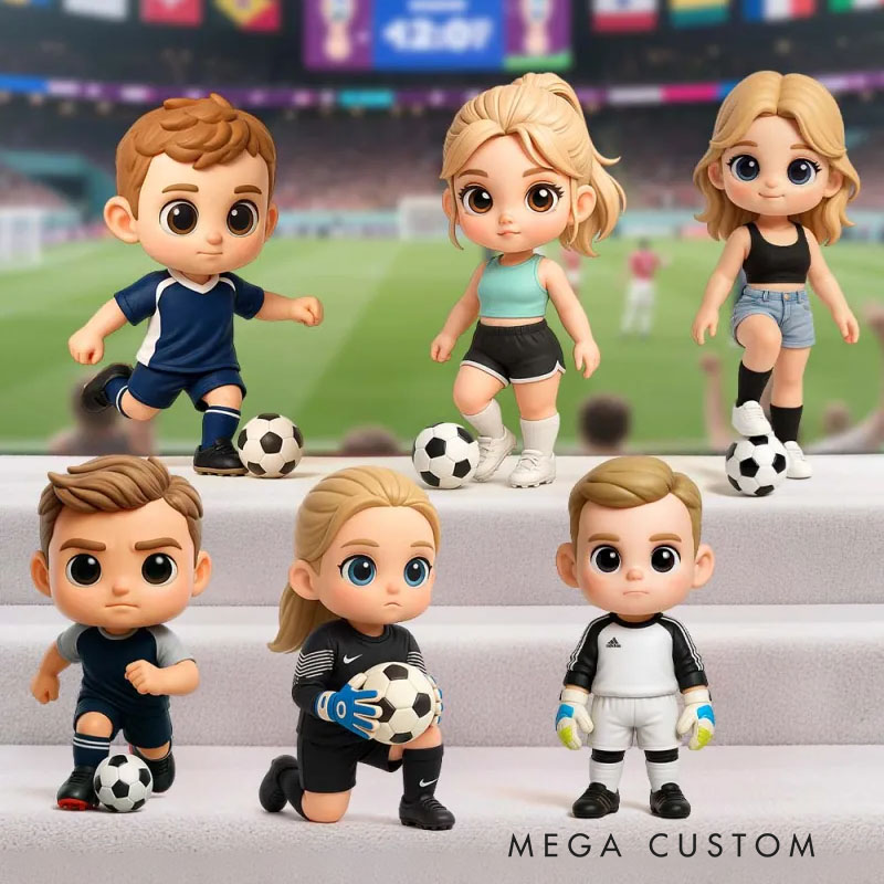 Custom 3D Cartoon Chibi Figure Football Team Character Model Fan Support Gift Collectible Decoration