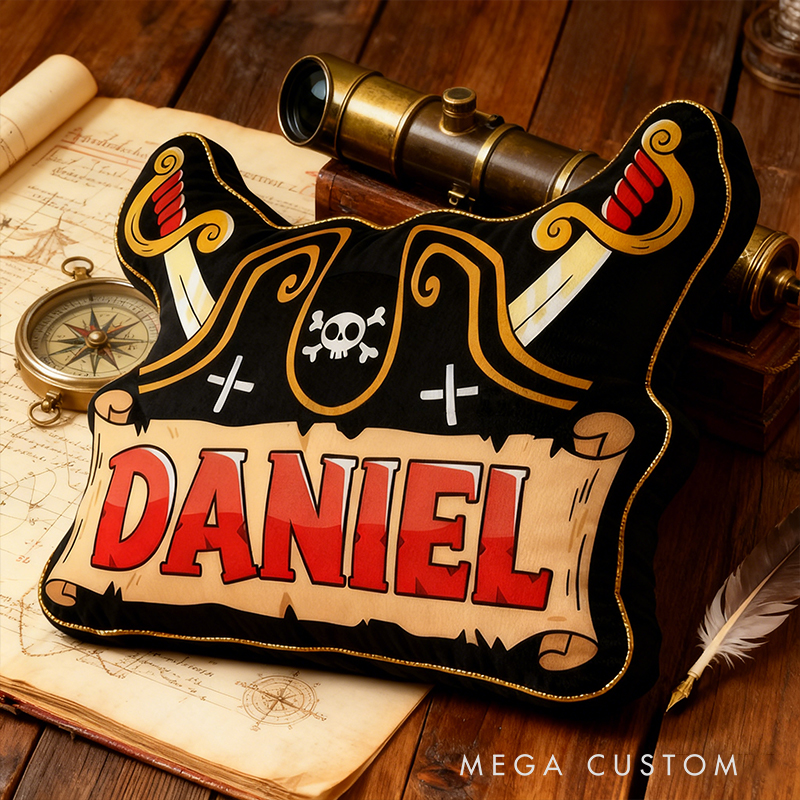 Personalized Graphic 3D Print Pirate Captain Game Shaped Pillow for Game Lovers Plush Pillow Christmas Birthday Gift for Kids
