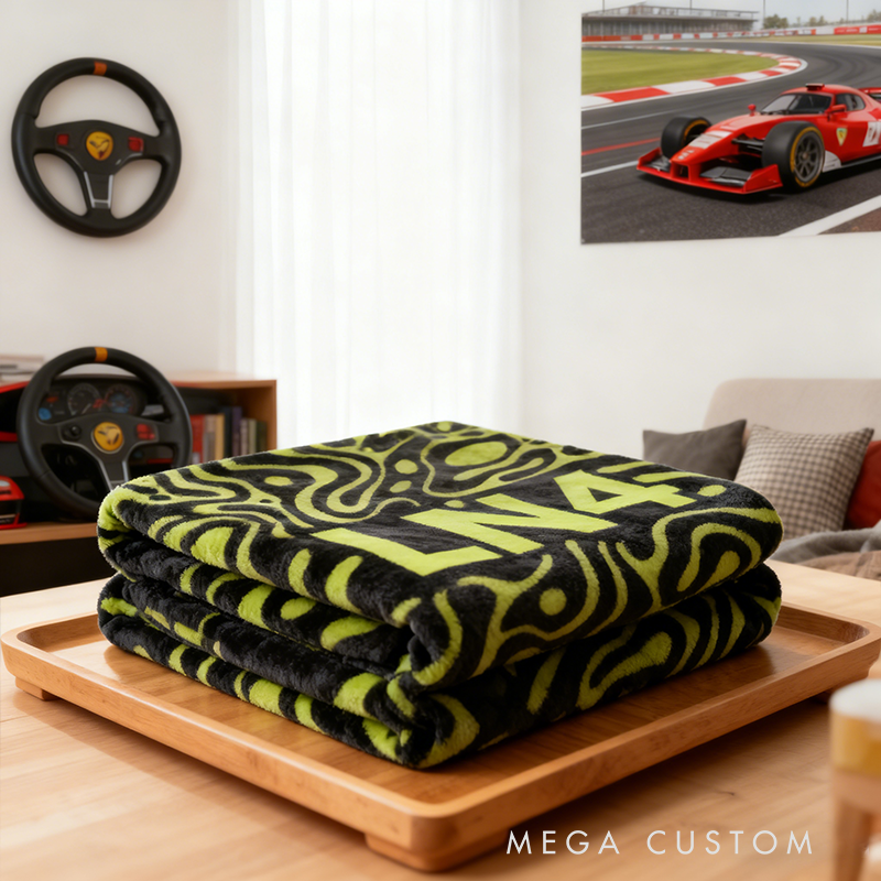 Personalized Racing Blanket Custom Text Car Enthusiast Gift Soft Throw Blanket Racing Decor for Racing Lovers and Fans