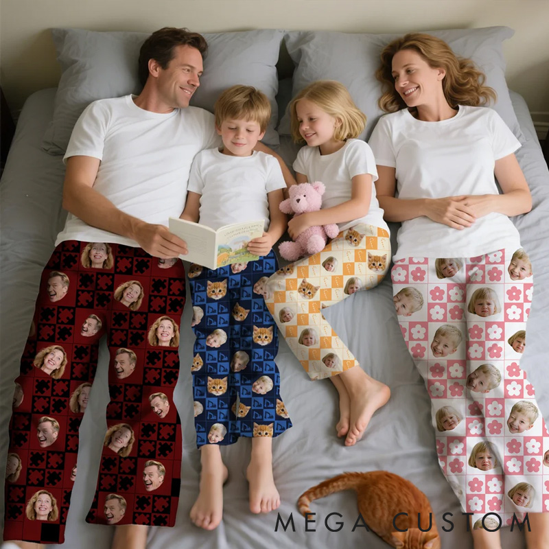 Personalized Pet Lover Custom Photo Paw Prints Christmas Pants Pajamas