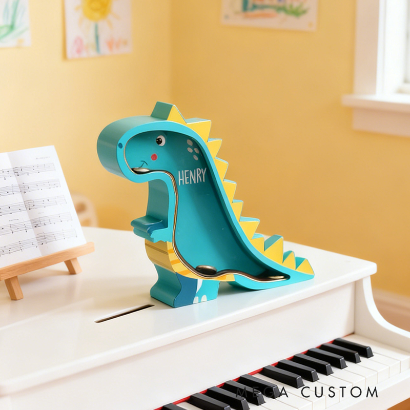 Personalized Dinosaur Piggy Bank: Nursery Decor, Kids Birthday Gift