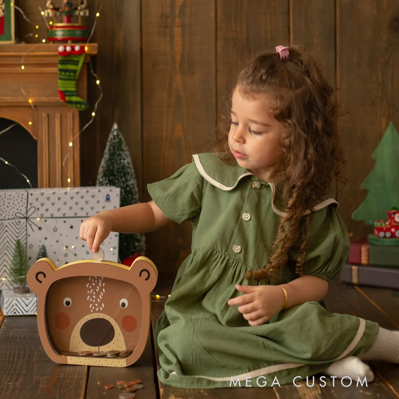 Personalized Bear Piggy Bank, Bear Custom Name Money Box,Montessori Piggy Bank, Christmas Gift for Kids, Bear Baby Shower Decorations