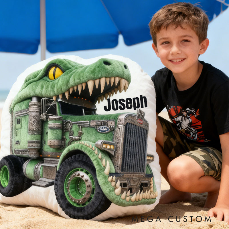 Personalized Green Dinosaur with Name Graphic 3D Print Pillow Christmas Gift for Kids or Baby Birthday Gift