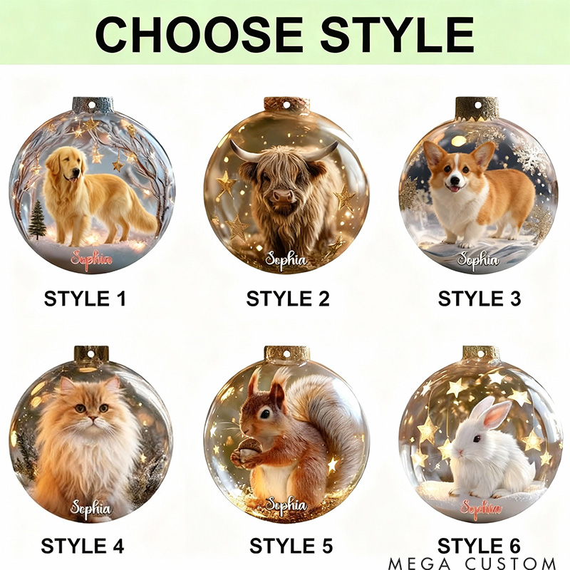 Personalized Pet Lover Cute Animal Christmas Ornament