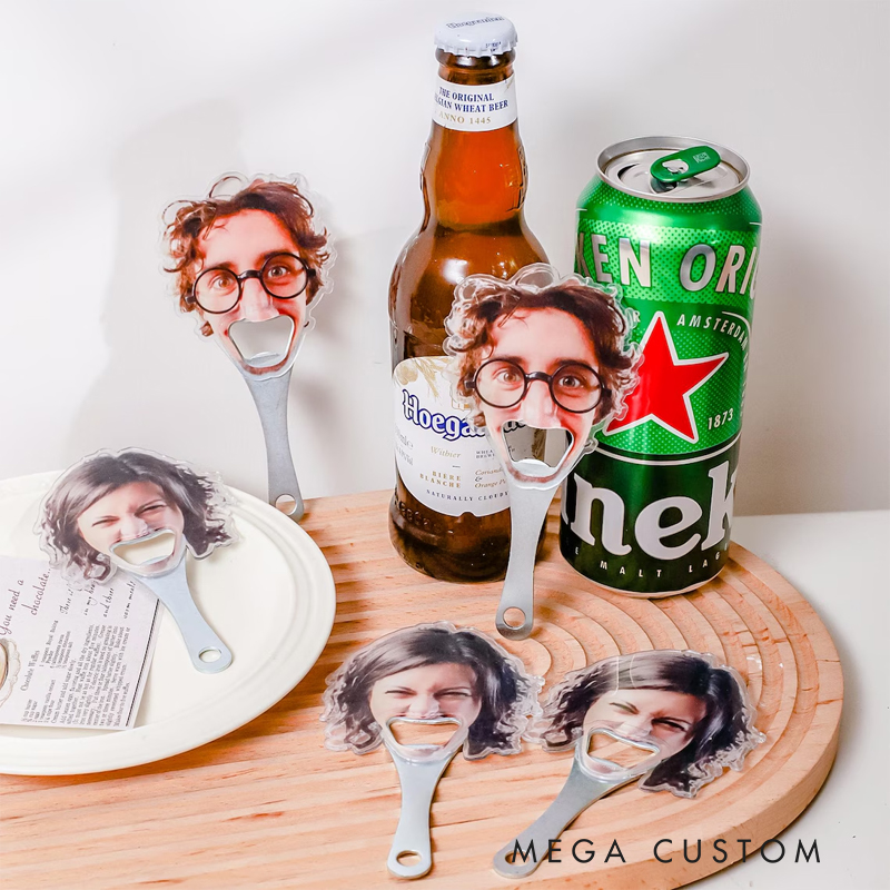 Personalized Funny Avatar Face Photo Bottle Opener with Magnet Fridge Decor Bar Party Wine Accessory Birthday Gift for Friend Drinking Enthusiast
