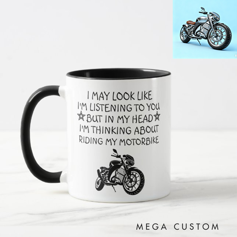Personalized Motorcycle Mug Custom Photo Motorbike Gift Coffee Cup for Riders and Bikers