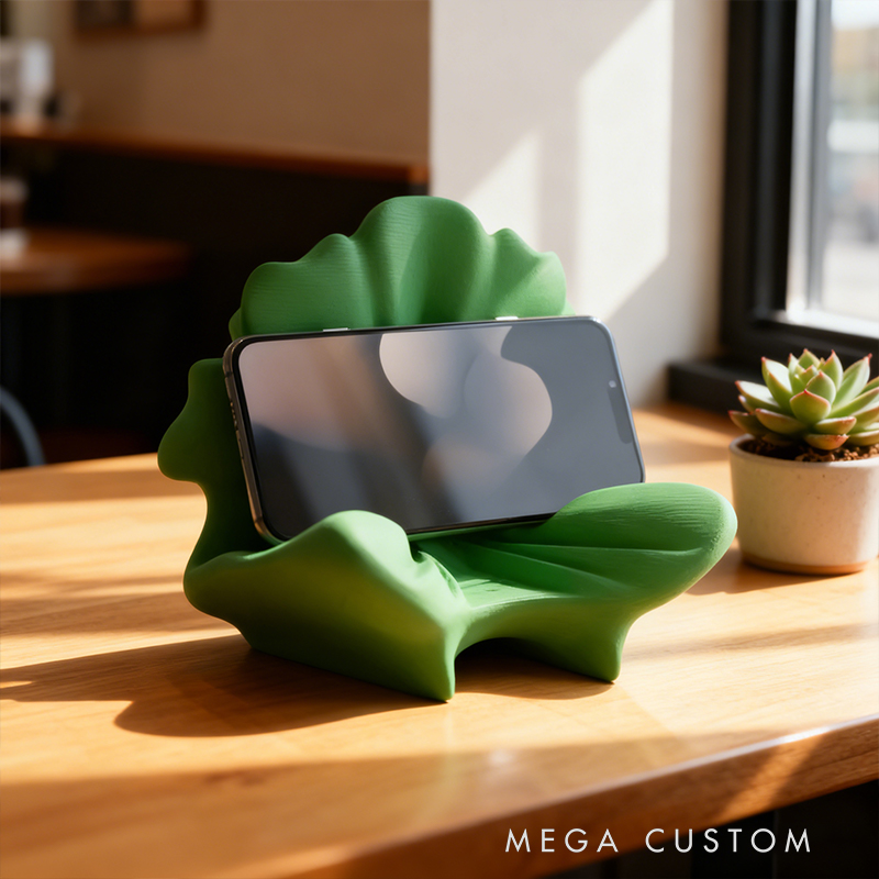 Fun Lettuce Leaf Phone Stand - Cute 3D Printed Desktop Holder for Smartphones, Home/Office Decor & Gift
