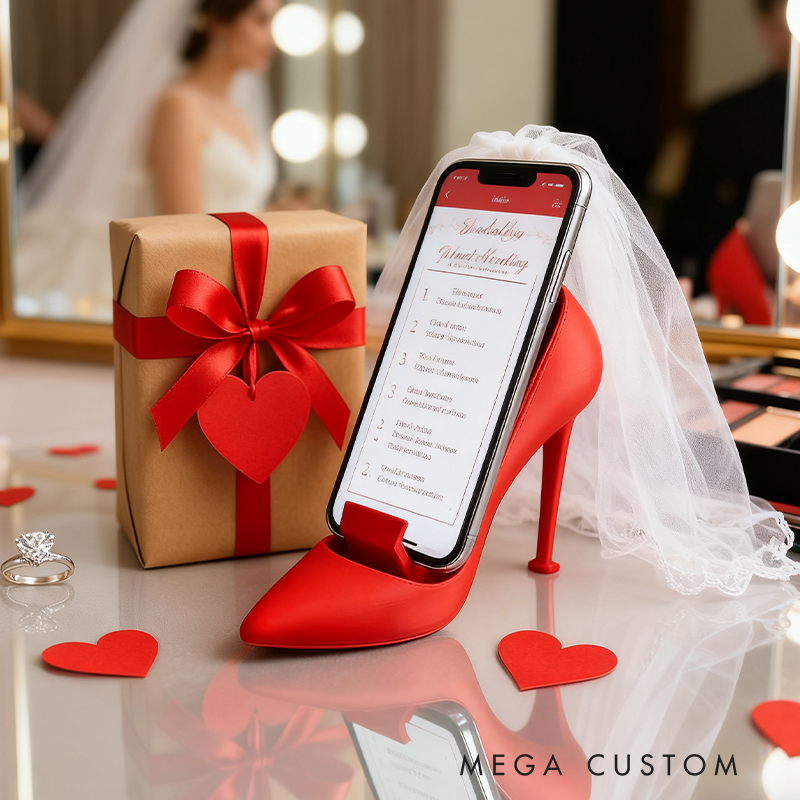 Red High Heel Phone Stand - Stylish Heel Shaped Holder for Smartphones, Valentine’s Gift & Desk Decor