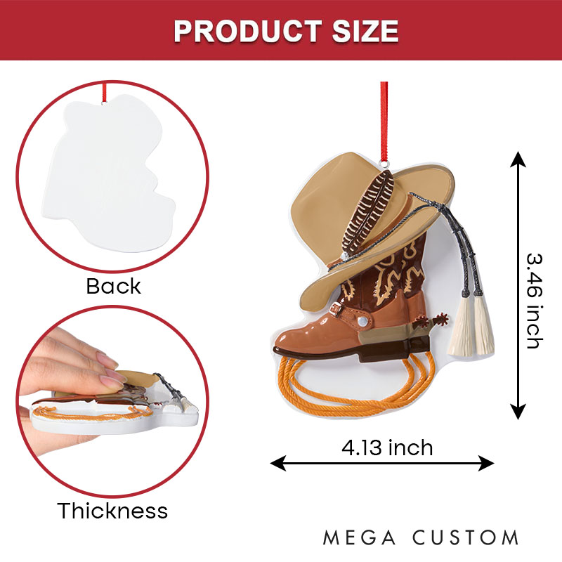 Personalized Boots and Hat Cowboy Poly Resin Car Ornament