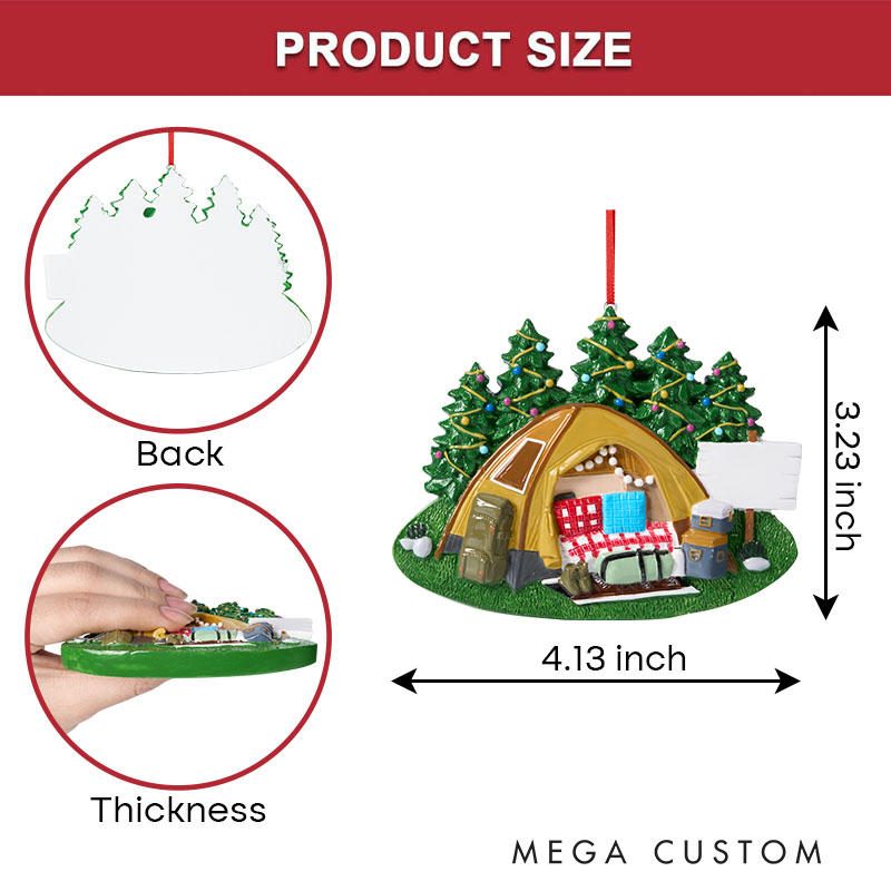 Tent Camping Personalized Ornament Family Vacation Hand Personalized Christmas Ornament