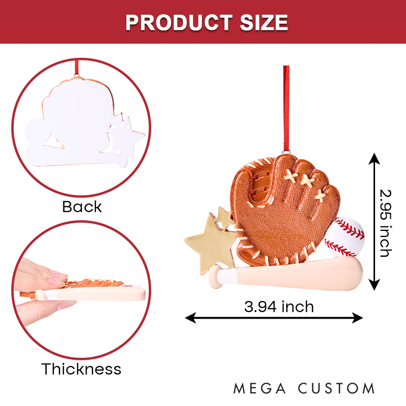 Personalized Baseball Ornament Baseball Glove Ornament Custom Tee Ball Christmas Ornaments