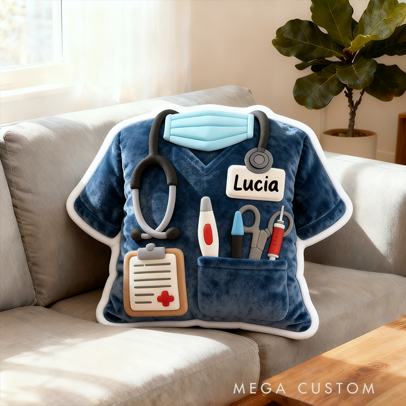 Personalized Nurse Uniform Pillow Custom Name Shaped Plush Appreciation Gift for Nurses
