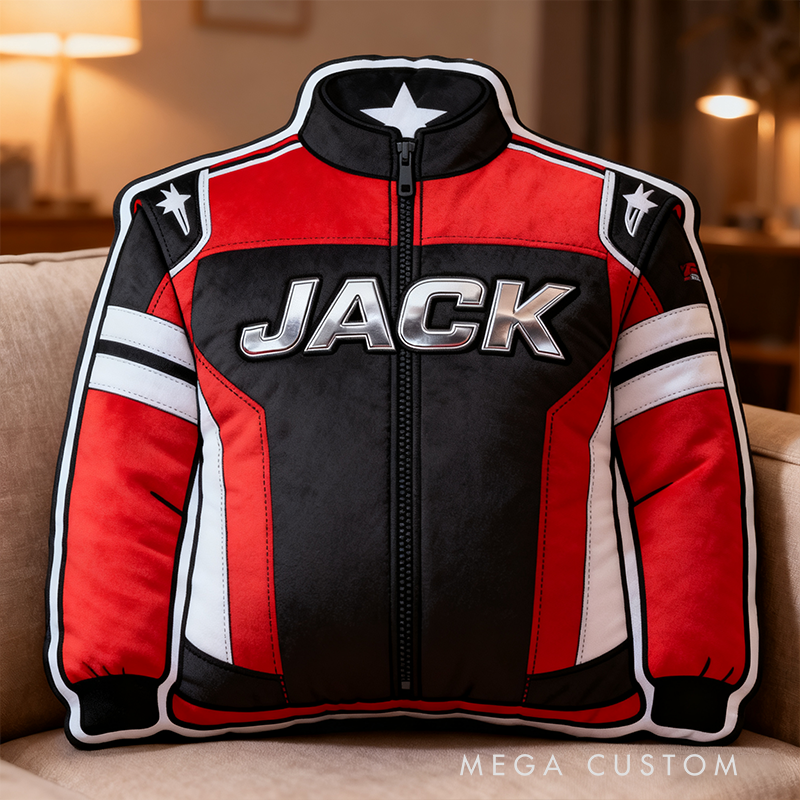 Personalized Racing Suit Pillow Custom Name Shaped Plush Cushion Gift for Racers and Motorsport Fans 4 Styles Available