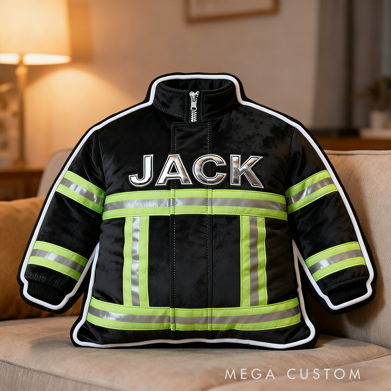 Personalized Firefighter Uniform Pillow Custom Name Two Styles Available Shaped Plush Cushion Gift for Firefighters and Hero Families